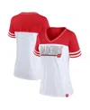Profile Women's  White, Red Wisconsin Badgers Plus Size Field Game V-neck T-shirt In White,red
