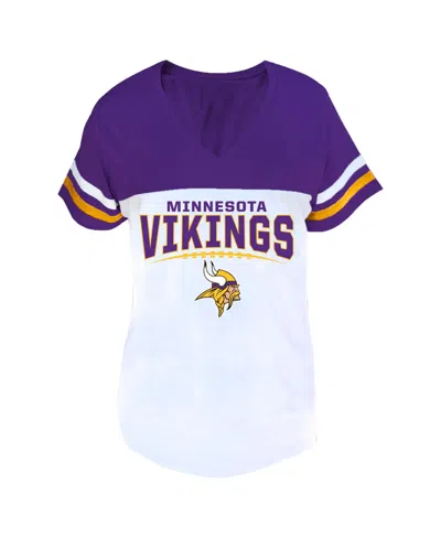 Profile Women's Purple/white Minnesota Vikings Plus Size Split Body V-neck T-shirt In Multi