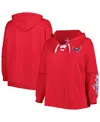 Profile Red Washington Capitals Plus Size Lace-up Pullover Hoodie In Red