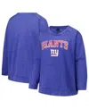 Profile Women's Royal New York Giants Plus Size Acid Wash Raglan Sweatshirt In Purple