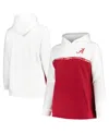 Profile Women's White/crimson Alabama Crimson Tide Plus Size Taping Pullover Hoodie In White Crim