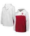 Profile Women's White/crimson Oklahoma Sooners Plus Size Taping Pullover Hoodie In White