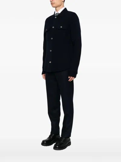 Profuomo Button-up Knitted Jacket In Blue