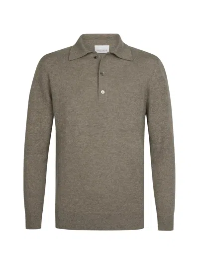 Profuomo Long-sleeve Polo Shirt In Neutral