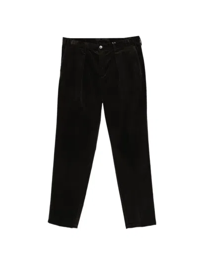 Profuomo Pleated Corduroy Trousers In Black