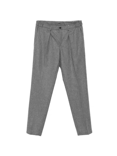Profuomo Pleated Tapered Trousers In Grey