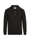 Profuomo 골지 니트 하프 지퍼 스웨터 In Black