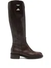 Progetto Zip-up Leather Boots In Animal Print