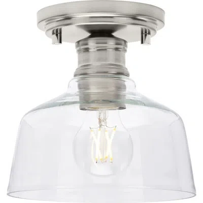 Progress Lighting 1 - Light Simple Bell Semi Flush Mount In Brushed Nickel