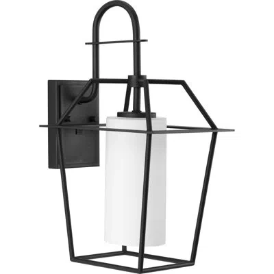 Progress Lighting 1-light New Traditional Etched Opal Glass Outdoor Wall Lantern In Textured Black