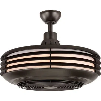 Progress Lighting 22.88" Sanford 3 - Blade Led Caged Ceiling Fan With Pull Chain And Light Kit Included In Architectural Bronze