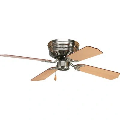 Progress Lighting 42" Airpro Hugger 4 - Blade Standard Ceiling Fan With Pull Chain In Brushed Nickel With Cherry,natural Cherry Blades