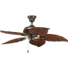 Progress Lighting 52" Airpro 5 - Blade Leaf Blade Ceiling Fan With Pull Chain In Brushed Nickel;walnut