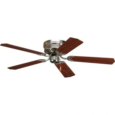 Progress Lighting 52" Airpro Hugger 5 - Blade Standard Ceiling Fan With Pull Chain In Brushed Nickel With Cherry,natural Cherry Blades