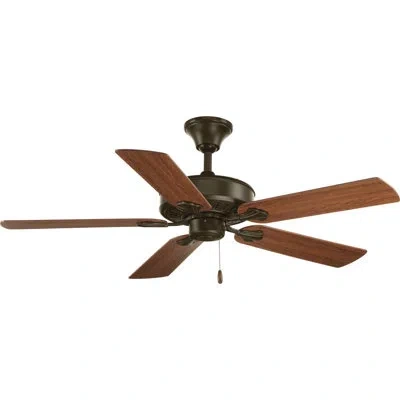 Progress Lighting 52" Airpro Performance 5 - Blade Standard Ceiling Fan With Pull Chain In Antique Bronze,medium Cherry Blades