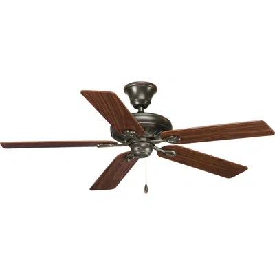 Progress Lighting 52" Airpro Signature 5 - Blade Standard Ceiling Fan With Pull Chain In Antique Bronze With Cherry,walnut Blades