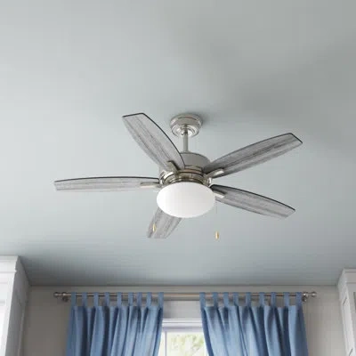 Progress Lighting 52" Billows 5 - Blade Standard Ceiling Fan With Light Kit Included In Brushed Nickel With Silver Blades