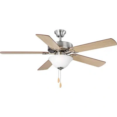 Progress Lighting 52" Builder Fan 5 - Blade Standard Ceiling Fan With Pull Chain And Light Kit Included In Walnut