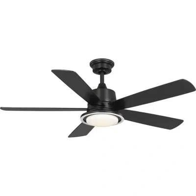 Progress Lighting 52'' Ceiling Fan With Led Lights In Matte Black,rustic Charcoal