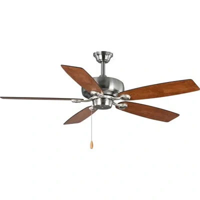Progress Lighting 52" Edgefield 5 - Blade Standard Ceiling Fan With Pull Chain In Brushed Nickel