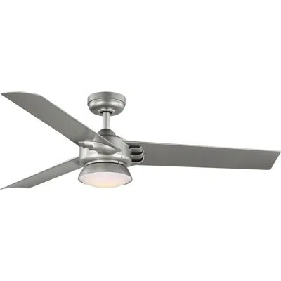 Progress Lighting 52" Edwidge 3 - Blade Outdoor Led Standard Ceiling Fan With Wall Control And Light Kit Included In Painted Nickel