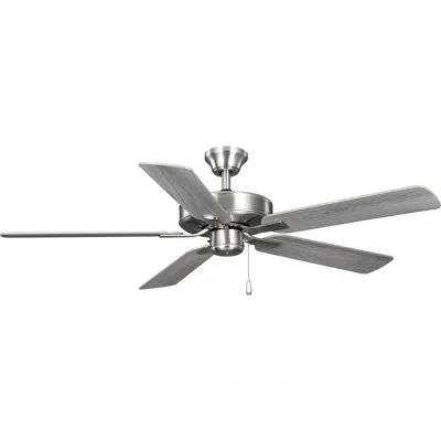 Progress Lighting 52 In. Matte Black 5-blade Ac Motor Transitional Ceiling Fan In Brushed Nickel