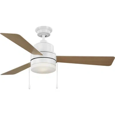 Progress Lighting 52" Indoor Ceiling Fan With Light Kit And Opal Shade In Satin White