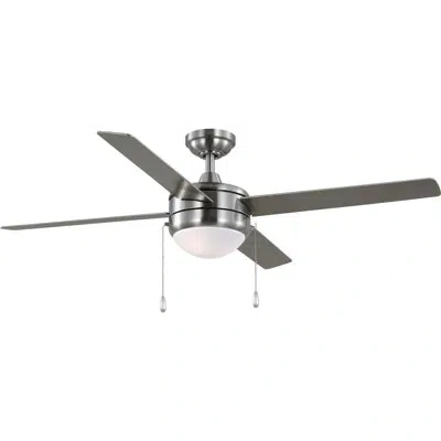 Progress Lighting 52" Mclennan Ii 4 - Blade Standard Ceiling Fan With Pull Chain And Light Kit Included In Brushed Nickel