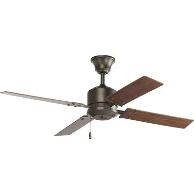 Progress Lighting 52" North Park 4 - Blade Standard Ceiling Fan With Remote Control In Antique Bronze With Cherry,walnut Blades