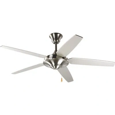 Progress Lighting 54" 5 - Blade Standard Ceiling Fan In Brushed Nickel With Silver,cherry Blades