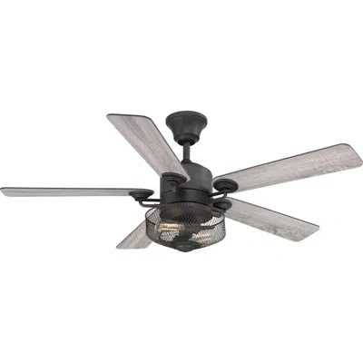Progress Lighting 54" 5 - Blade Standard Ceiling Fan With Remote Control And Light Kit Included In Brushed Nickel;walnut