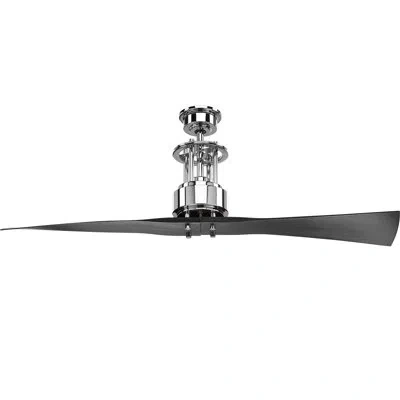 Progress Lighting 56" 2 - Blade Propeller Ceiling Fan With Remote Control In Chrome With Black Blades