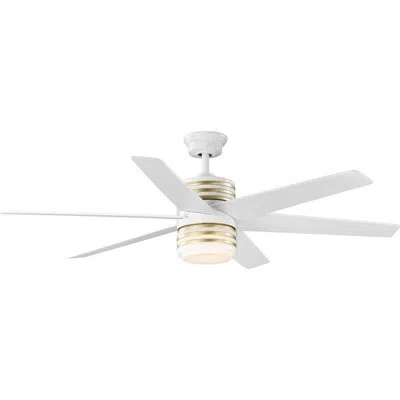 Progress Lighting 56" Carrollwood 6 - Blade Led Standard Ceiling Fan With Remote Control And Light Kit Included In White