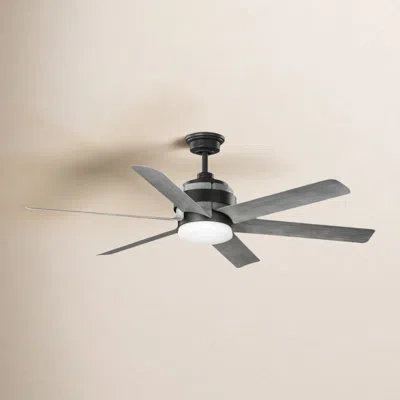 Progress Lighting 56" Kaysville 6 - Blade Outdoor Led Standard Ceiling Fan Remote Control And Light Kit Included In Graphite