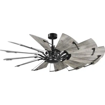 Progress Lighting 60" 12-blade Windmill Ceiling Fan With Remote Control In Rustic Charcoal