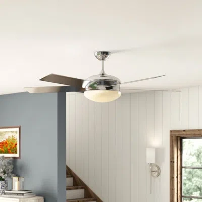 Progress Lighting 60" Fresno Led Standard Ceiling Fan With Light Kit Included In Brushed Nickel With Silver Blades