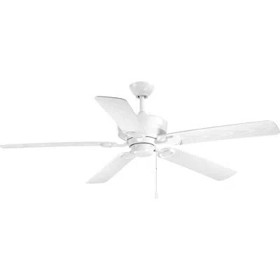 Progress Lighting 60" Lakehurst 5 - Blade Outdoor Standard Ceiling Fan With Pull Chain In White