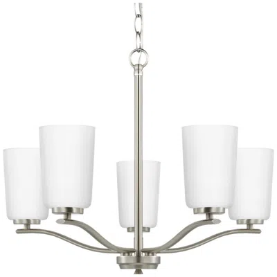 Progress Lighting Adley Collection Five-light Etched White Glass Chandelier