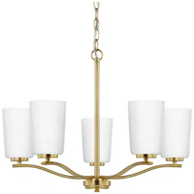 Progress Lighting Adley Collection Five-light Etched White Glass Chandelier