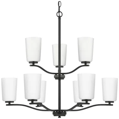Progress Lighting Adley Collection Nine-light Etched White Glass Chandelier