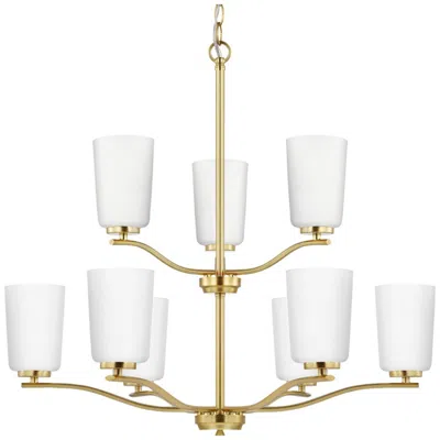Progress Lighting Adley Collection Nine-light Etched White Glass Chandelier