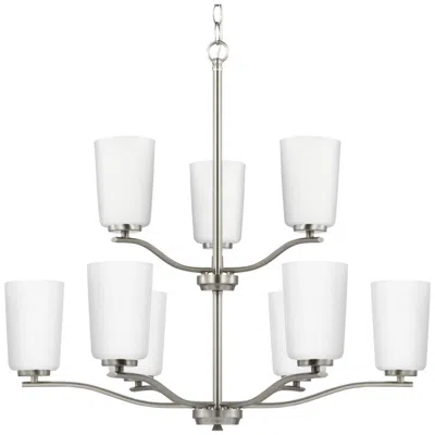 Progress Lighting Adley Collection Nine-light Etched White Glass Chandelier