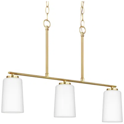 Progress Lighting Adley Collection Three-light Etched White Glass Linear Chandelier