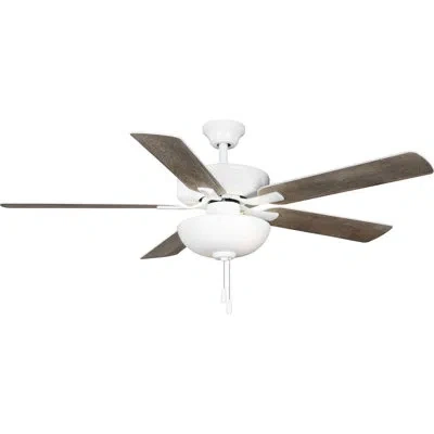 Progress Lighting Airpro 52 In. 5-blade Ac Motor Transitional Ceiling Fan With Light In White