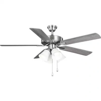 Progress Lighting Airpro 52 In. Indoor Brushed Nickel Transitional Ceiling Fan With Grey Weathered Wood Blades In Silver