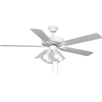 Progress Lighting Airpro 52 In. Indoor White Transitional Ceiling Fan With Antique Wood Finish Blades In White Wood;brown Wood