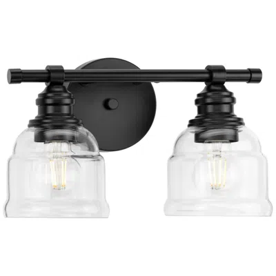 Progress Lighting Ambrose 2-light Farmhouse Clear Glass Vanity Light In Black