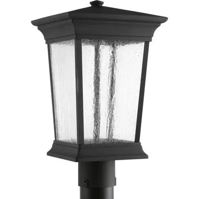 Progress Lighting Arrive Black Water Glass Outdoor Post Lantern In Powder Coated Finish;noir Texturé;textur