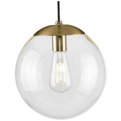 Progress Lighting Atwell Collection 10-inch Clear Glass Globe Medium Hanging Pendant Light