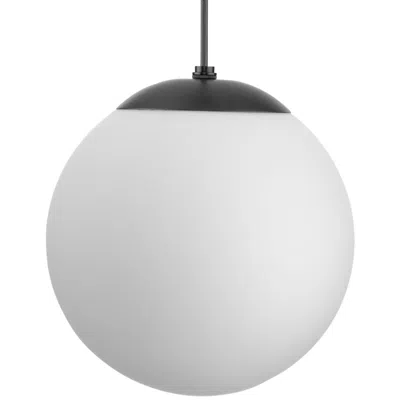 Progress Lighting Atwell Collection Opal Glass Globe Medium Hanging Pendant Light In White